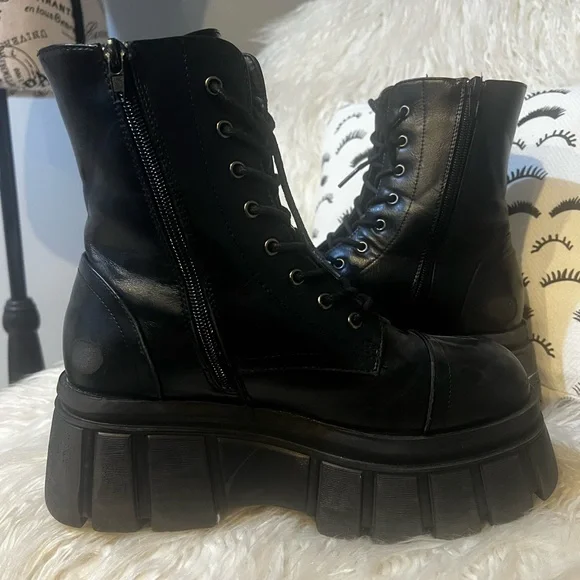 Dolls Kill Black Chunky Combat Boots - Picture 4 of 4